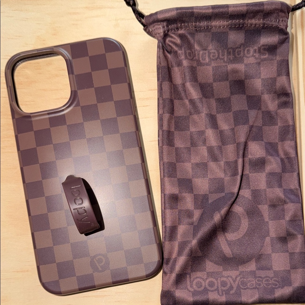 Brown checkered iPhone 13 Promax Loopy Case